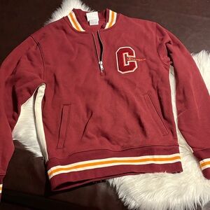 Champion Burgundy Zip-Up Men's Sweater Cleveland